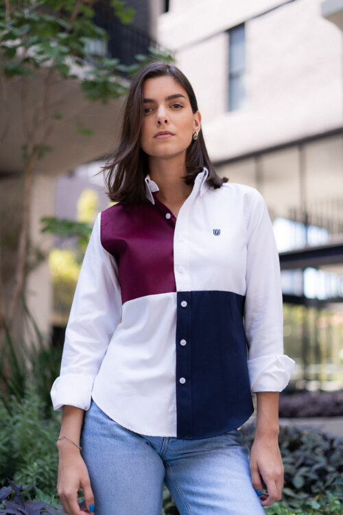 Camisa de combinaciones vino y marino | FOR2811