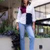 Camisa de combinaciones vino y marino FOR2811 — detalle