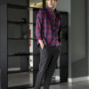 Camisa de cuadros vino y marino FOR2804 — vista posterior