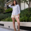 Camisa de rayas beige FOR2800 — vista lateral