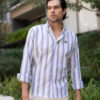 Camisa de rayas beige FOR2794 — vista frontal