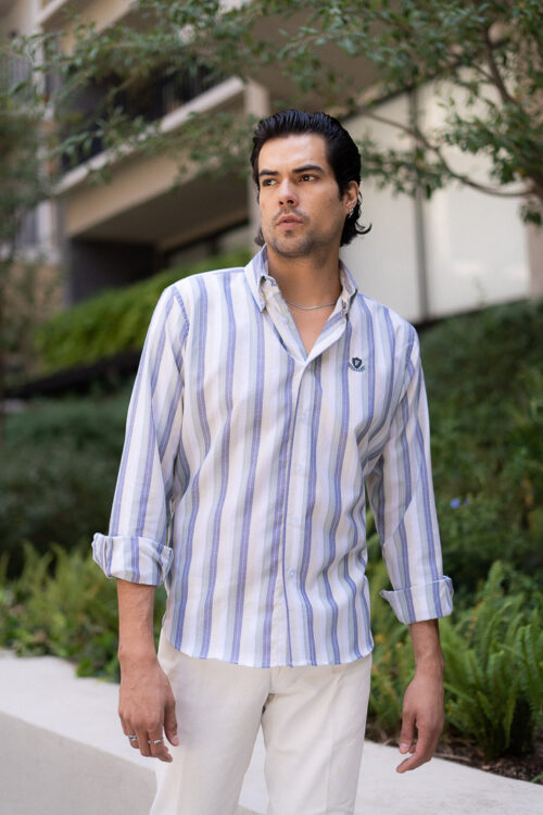 Camisa de rayas beige FOR2794 — vista frontal