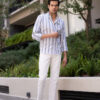 Camisa de rayas beige FOR2794 — vista posterior
