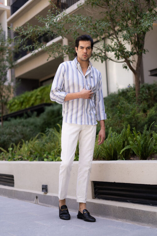Camisa de rayas beige FOR2794 — vista posterior