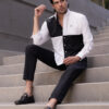Camisa de combinaciones blanco y negro FOR2792 — vista frontal