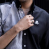 Camisa de combinaciones de rayas negro y blanco FOR2806 — vista posterior