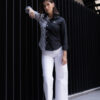 Camisa de combinaciones y rayas negro y blanco FOR2812 — vista posterior