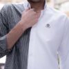 Camisa de combinaciones de rayas blanco y gris FOR2793 — vista frontal