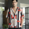 Camisa de manga corta con estampado negro y beige FOR2814 — vista lateral