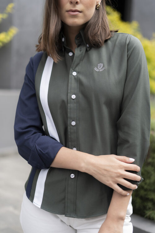 Alternative view of Camisa de combinaciones y franjas verde militar | FOR2818