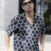 Camisa de manga corta con estampado marino y blanco FOR2815 — vista lateral
