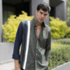 Camisa de combinaciones y franjas verde militar EQ450 — vista lateral
