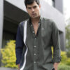 Camisa de combinaciones y franjas verde militar FOR2816 — vista frontal