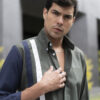 Camisa de combinaciones y franjas verde militar FOR2816 — vista posterior