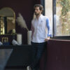 Camisa de combinaciones blanco, rojizo y azul FOR2821 — vista lateral