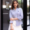 Camisa de rayas marino FOR2851 — vista lateral