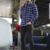 Camisa de franela de cuadros marino FOR2826 — vista lateral