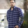 Camisa de franela de cuadros marino FOR2826 — detalle