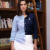 Camisa de combinaciones de rayas marino EQ462 — vista lateral
