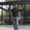 Playera básica marino TS102 — vista lateral