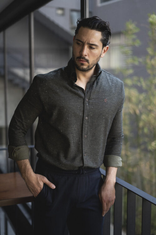 Camisa de franela verde militar | FOR2831