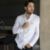 Camisa de franela blanco FOR2847 — vista posterior