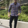 Camisa de franela de cuadros multicolor FOR2828 — detalle