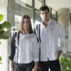 Camisa de combinaciones y franjas blanco y negro EQ463 — vista frontal