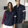 Camisa de combinaciones y franjas marino y vino EQ464 — vista frontal