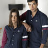 Camisa de combinaciones y franjas marino y vino EQ464 — vista posterior