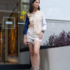 Camisa de combinaciones beige, marino y blanco FOR2872 — detalle