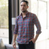 Camisa de cuadros naranja multicolor FOR2878 — detalle