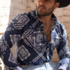 Camisa azul con estampados FOR2862 — vista lateral