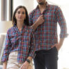 Camisa de cuadros multicolor naranja EQ480 — vista lateral