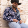Camisa azul con estampados FOR2862 — vista posterior