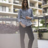 Camisa de mini cuadros verde y marino FOR2861 — vista lateral