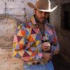 Camisa multicolor con estampados triangulares FOR2865 — detalle
