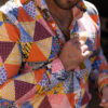 Camisa multicolor con estampados triangulares FOR2865 — vista lateral