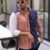 Camisa de combinaciones rosa, marino y blanco FOR2867 — detalle