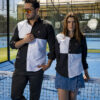 Camisa de combinaciones blanco y negro FOR2906 — detalle de tela