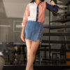 Camisa de combinaciones rosa, blanco y marino FOR2893 — detalle