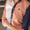 Camisa de combinaciones rosa, blanco y marino FOR2893 — vista posterior