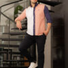 Camisa de combinaciones rosa, blanco y marino FOR2892 — detalle