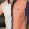 Camisa de combinaciones rosa, blanco y marino FOR2892 — vista posterior