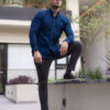 Camisa básica azul acero FOR2883 — vista lateral