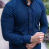 Camisa básica azul acero FOR2883 — detalle