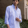 Camisa de rayas azul cielo EQ483 — vista lateral