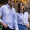 Camisa de rayas azul cielo EQ483 — vista frontal