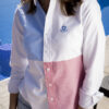 Camisa de combinaciones blanco, cielo y rojizo FOR2909 — vista posterior