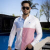 Camisa de combinaciones blanco, cielo y rojizo FOR2908 — vista posterior